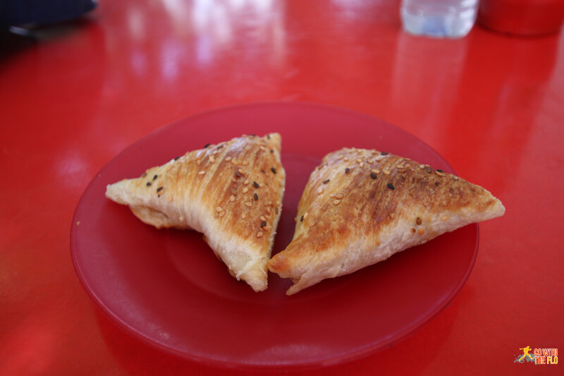 The ubiquitous Uzbekistani snack: Somsa (baked meat buns)