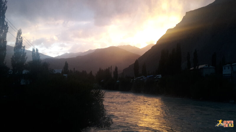 Sunset in the Pamir mountains