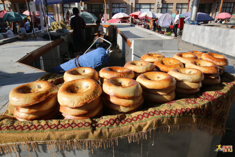 Typical Samarkand bread at Siob Bazaar