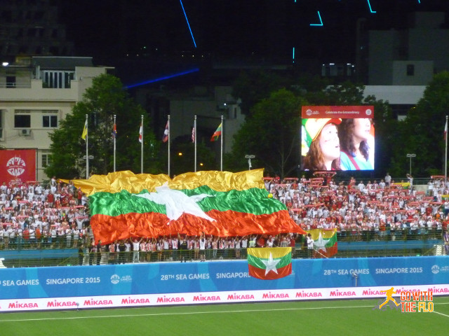 Myanmar fans during the national anthem