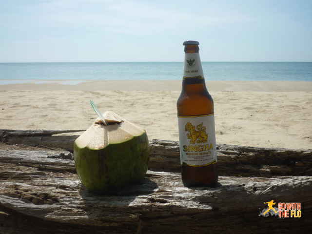 Coconut for about €0.80 and an ice-cold Singha for a little over €2