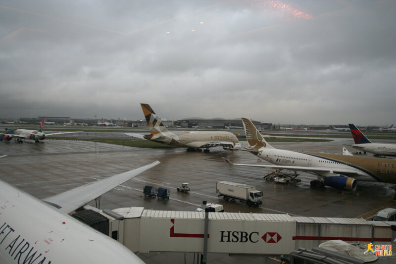 Malaysia Airlines First Class Lounge Heathrow Terminal 4 tarmac view