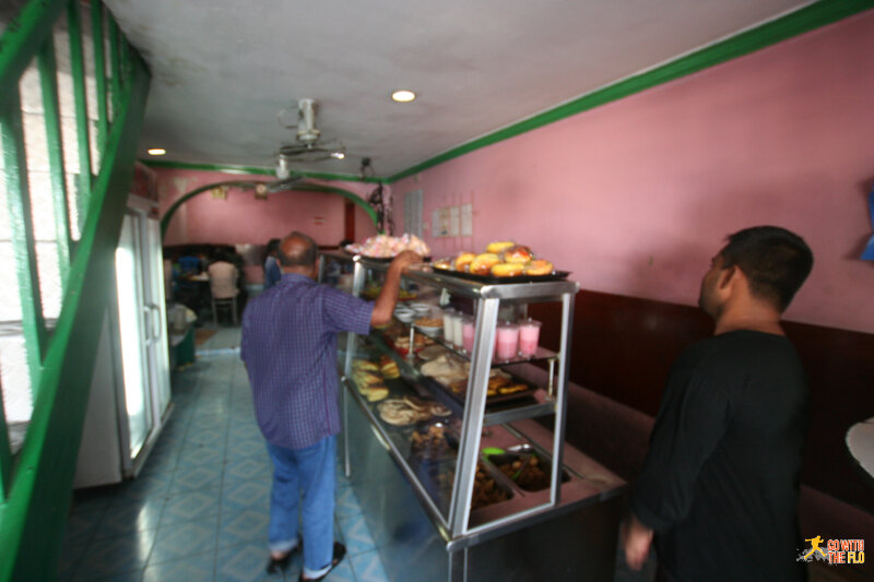 Entrance to a typical restaurant - no local women to be seen