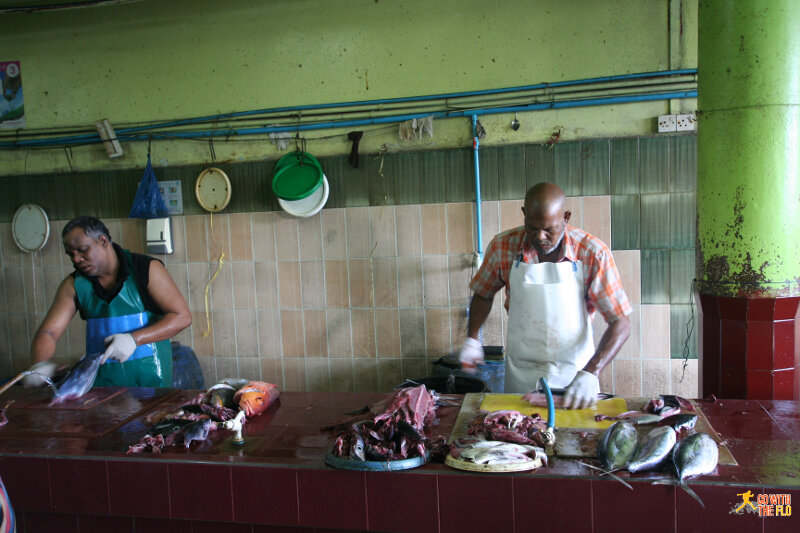 Fish being gutted