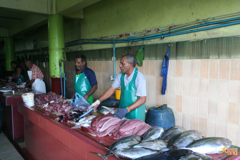 Fish being gutted