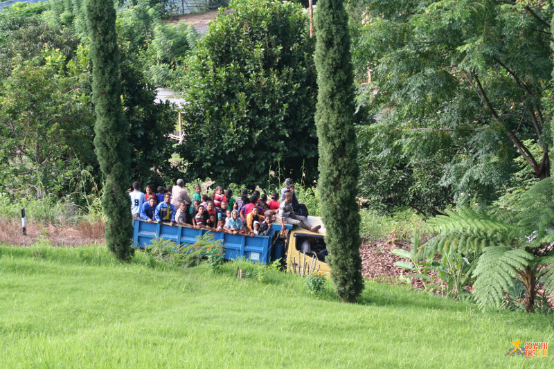 Villagers on the 4pm bus back from work.