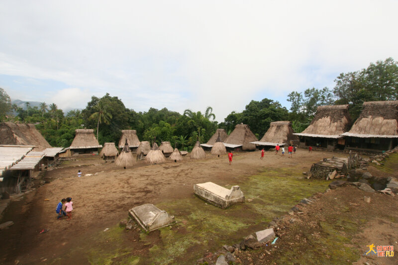 Kids playing football at the neighboring Luba village