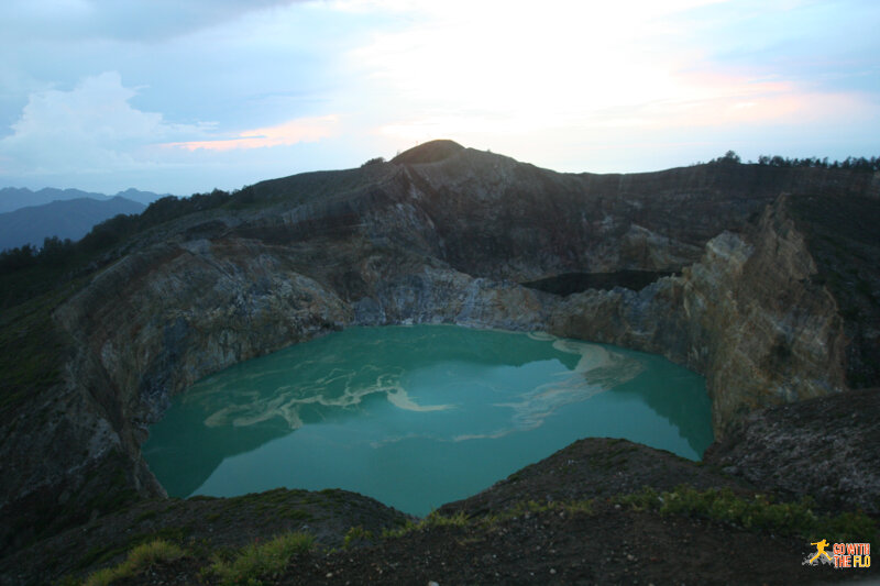 Mount Kelimutu crater lakes just before sunrise