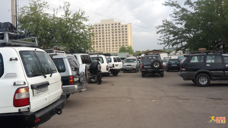 Pamir shared taxi stand in Dushanbe at 6am