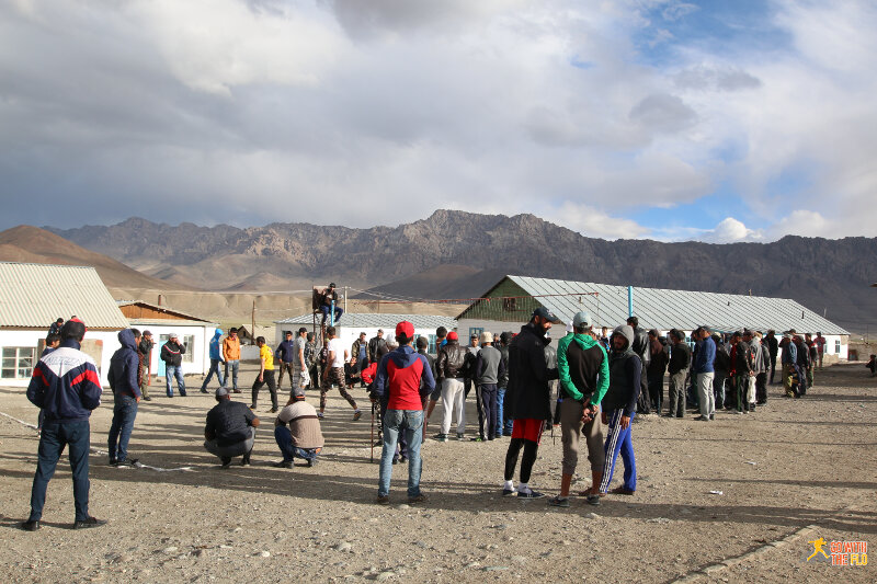 Locals playing volleyball in Murghab