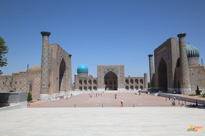 The Registan - (from left to right): Sher Dor Medressa, Tilla-Kari Medressa, Ulugbek Medressa