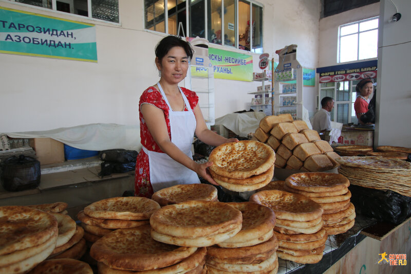 Bread stall at the Nukus Bazaar