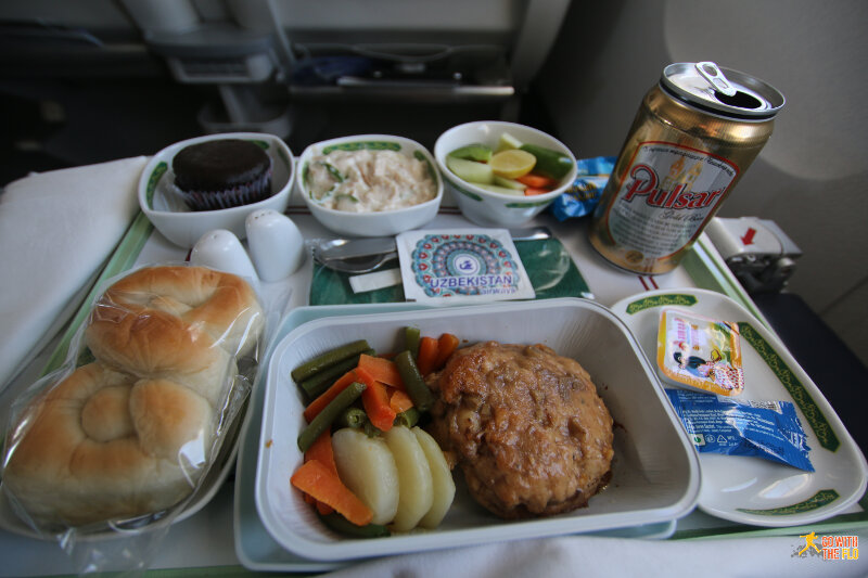 Uzbekistan Airways B763 business class meal ATQ-TAS