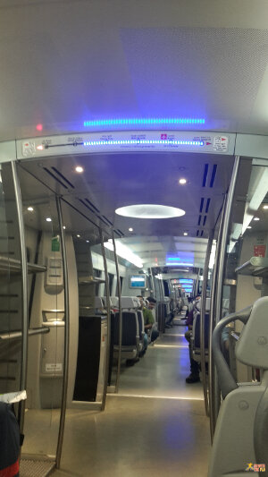 Inside the Airport Express on the way to New Delhi Railway Station