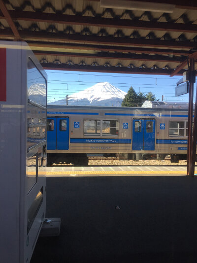 Mount Fuji seen from Fuji-Kawaguchiko Railway Station