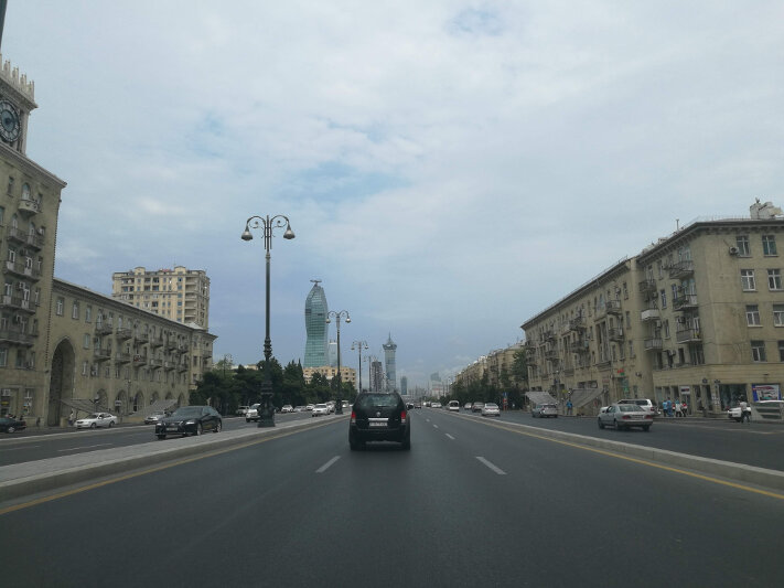 Driving into Baku