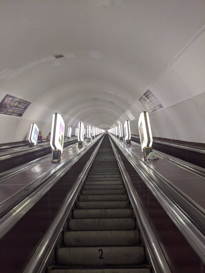 Kyiv's subway is deep underground, probably to double up as bomb shelter